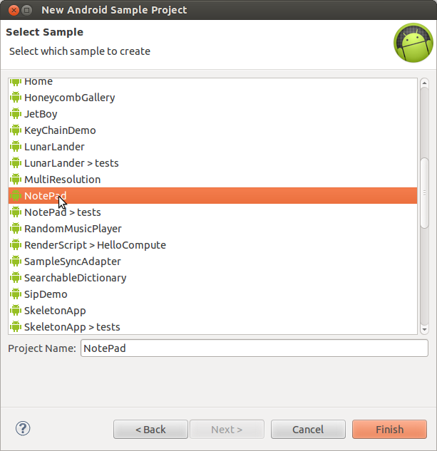 New Sample NotePad Project